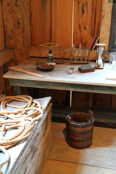 Chemistry testing bench in Ashery at Historic Kirtland Village. Kirtland, OH.