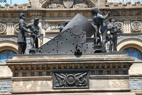 Naval Mortar Practice statuary group before Cleveland's Soldiers' & Sailors' Monument. Cleveland, OH.