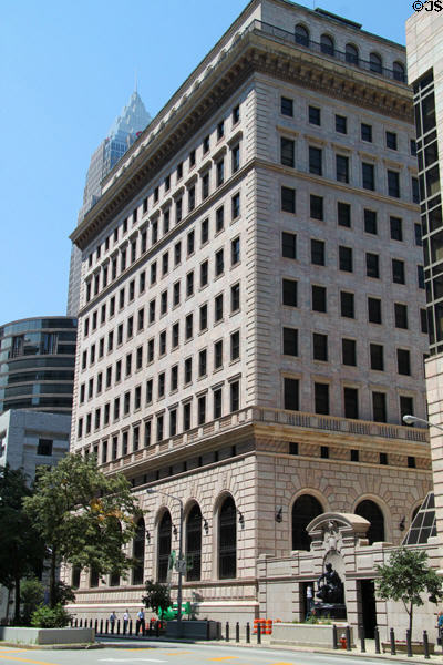 Federal Reserve Bank of Cleveland (1923) (13 floors) (Superior Ave. at East 6th St.). Cleveland, OH. Style: Neoclassical. Architect: Walker & Weeks. On National Register.