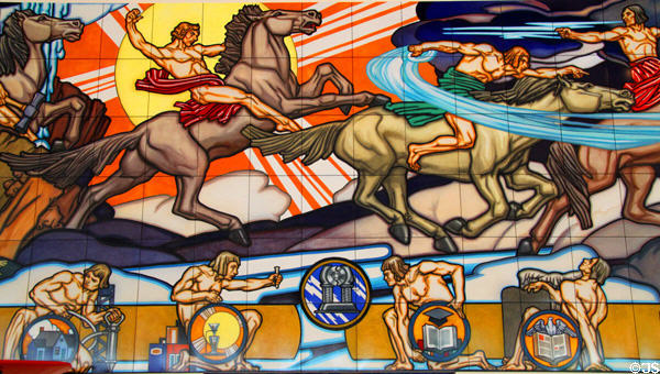 Detail of Man's Conquest of the Elemental Forces of Nature mural (1939) by J. Scott Williams & Daniel Boza at Cleveland History Center. Cleveland, OH.