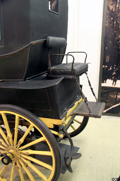 Rear footman seat of Panhard Lavassor Coupe (1895) from Paris at Crawford Auto Aviation Museum of Cleveland History Center. Cleveland, OH.
