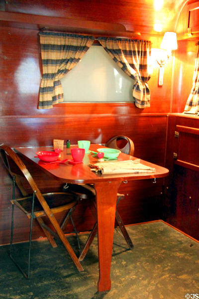 Interior of Hayes Travel Trailer (1938) from Grand Rapids, MI at Crawford Auto Aviation Museum of Cleveland History Center. Cleveland, OH.