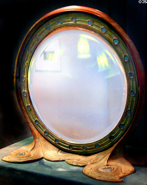 Bronze peacock mirror (c1900) by Tiffany Studios at Cleveland Museum of Art. Cleveland, OH.