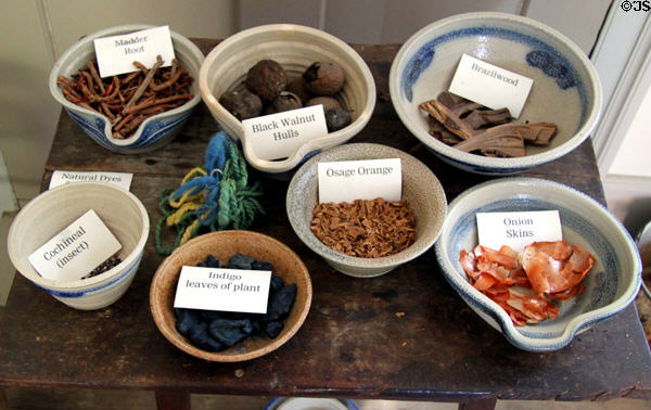 Natural dye sources displayed in Jonathan Hale House at Hale Farm. Cleveland, OH.