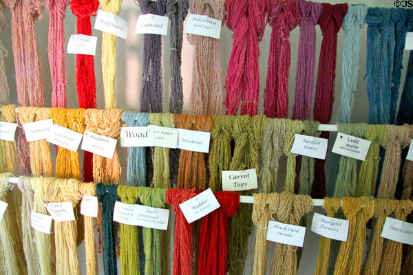 Natural dye color samples displayed in Jonathan Hale House at Hale Farm. Cleveland, OH.