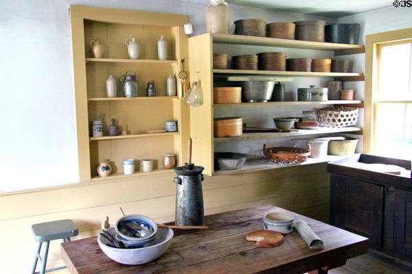 Storage containers in kitchen at Herrick House at Hale Farm. Cleveland, OH.