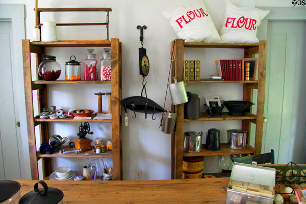 Typical merchandise in Ohio frontier General Store at Hale Farm. Cleveland, OH.
