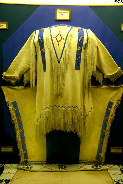 Sioux ceremonial buckskin shirt at Woolaroc Museum. Bartlesville, OK.