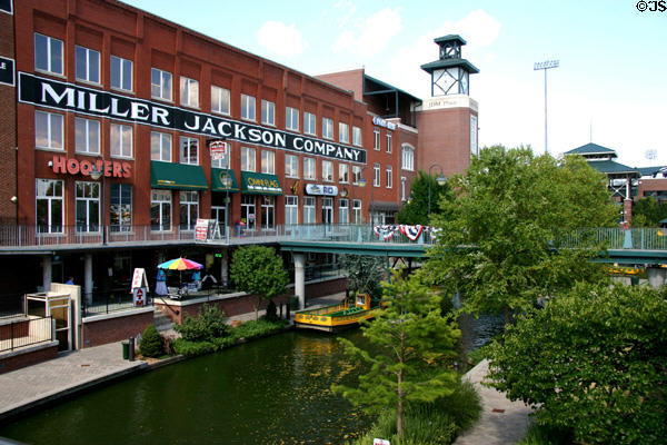 Former warehouses converted to shops in Bricktown. Oklahoma City, OK.