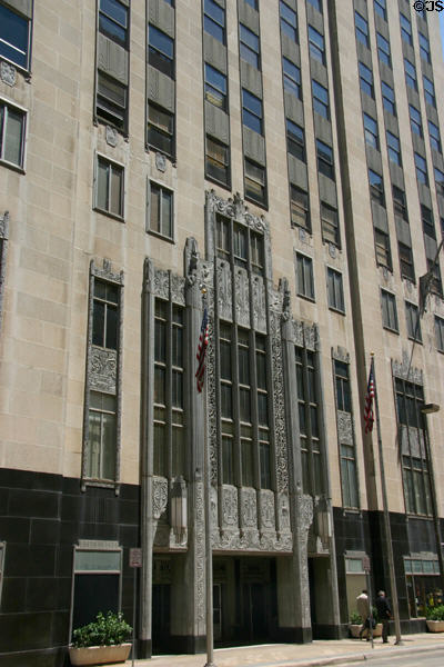 Decorated entrance of First National Center. Oklahoma City, OK.