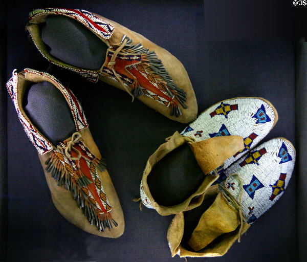 Cheyenne beaded Moccasins (c1890) at Oklahoma History Center. Oklahoma City, OK.