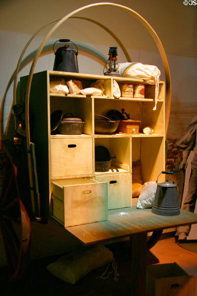 Chuck wagon as used on cattle trail drives at Oklahoma History Center. Oklahoma City, OK.