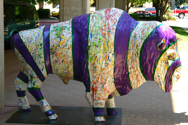 Spirit by Rick & Tracey Bewley and the patients of Spencer Campus at Spirit of the Buffalo OK Centennial street art project. Oklahoma City, OK.