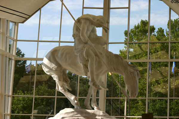 End of the Trail sculpture shows slumped Indian at end of era of American Western expansion at National Cowboy Museum. Oklahoma City, OK.