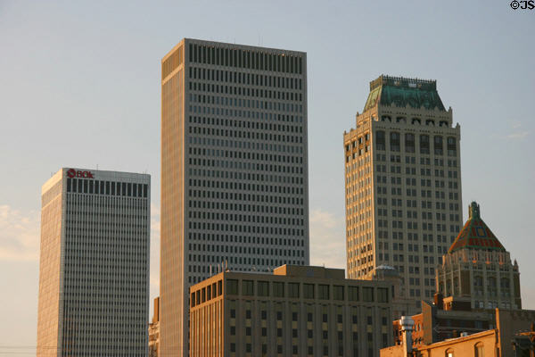 Tulsa skyline with One Williams Center, First Place Tower, Mid-Continent Tower & Philtower. Tulsa, OK.