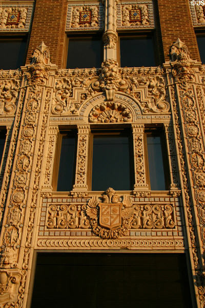 Spanish baroque decoration on Adams Hotel Building. Tulsa, OK.