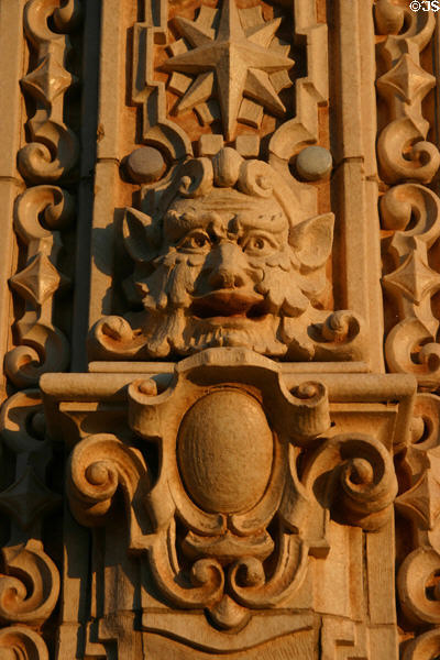 Grotesque face carved on Adams Hotel Building. Tulsa, OK.