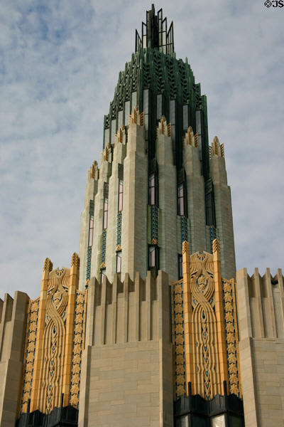 Facade details of Boston Avenue Methodist Church. Tulsa, OK.