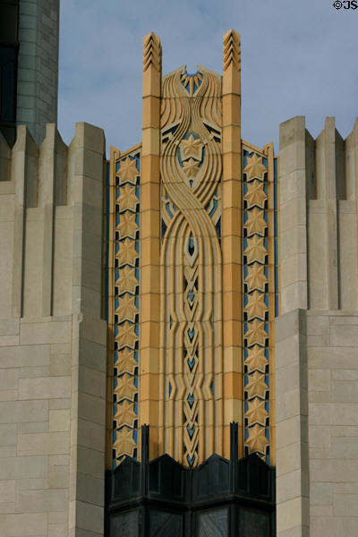 Art deco pattern over windows of Boston Avenue Methodist Church. Tulsa, OK.