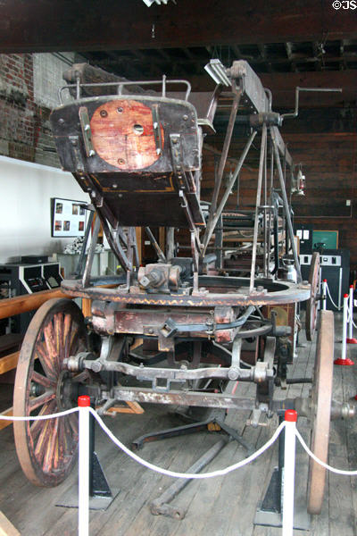 Antique horse-drawn ladder rig in Uppertown Firefighters Museum. Astoria, OR.