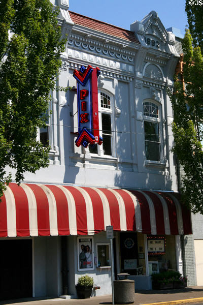 Pix Theater in commercial heritage building (1892) (321 2nd Ave. SW). Albany, OR.
