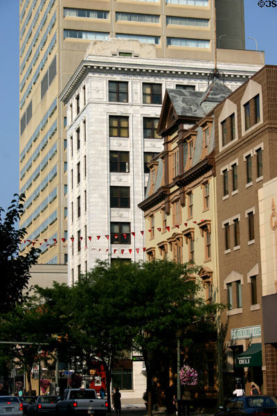 Heritage buildings of Market Street including white Kunkel Building. Harrisburg, PA.