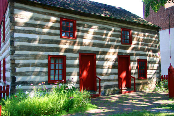 Log house at York Colonial Complex behind Golden Plough Tavern. York, PA.