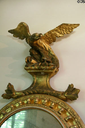 Carved eagle atop mirror circled with acorns at Wheatland. Lancaster, PA.