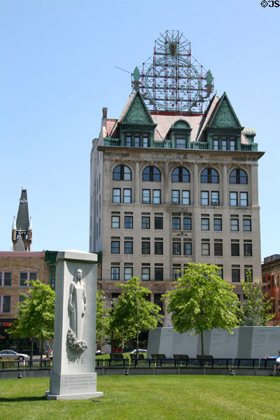Scranton Electric Building (1896) (8 floors) (507 Linden St.) with The Electric City lighted sign. Scranton, PA. Architect: Lansing C. Holden.