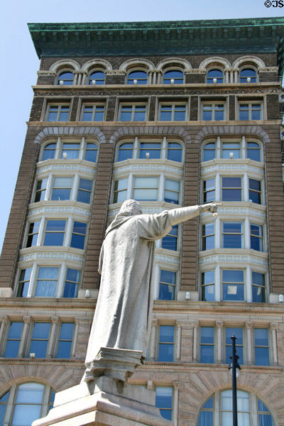 Christopher Columbus monument before Penn Security Bank Building (1896) by Isaac L. Williams. Scranton, PA.