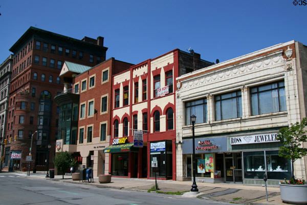 Streetscape along Washington Ave. to Spruce St,. Scranton, PA.