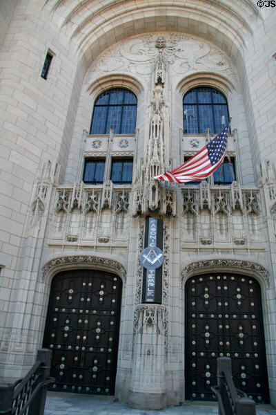 Masonic Temple & Scottish Rite Cathedral (1930) (420 N. Washington Ave.). Scranton, PA. Style: Gothic Revival. Architect: Raymond M. Hood. On National Register.