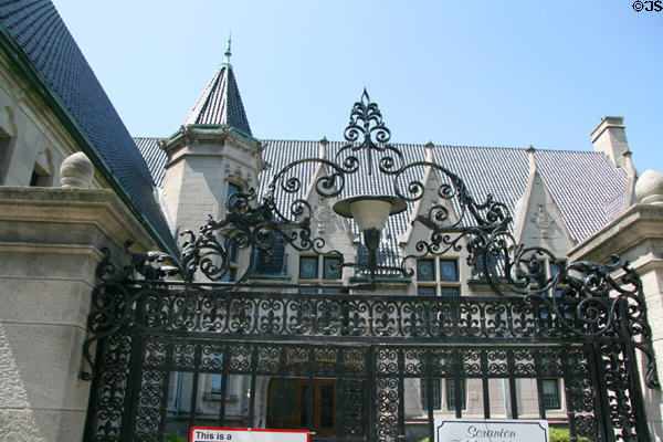 Wrought iron fence of Scranton Public Library Albright Memorial Building. Scranton, PA.