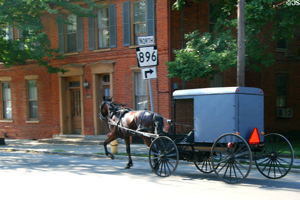 Amish wagon on Main Street. Strasburg, PA.