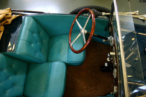Peugeot Quadrilette two seats set out of line to allow driver to shift at Frick Mansion Auto Collection. Pittsburgh, PA.