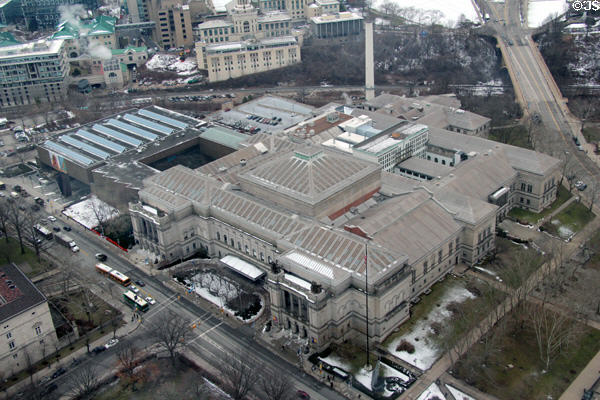Carnegie Museum seen from Cathedral of Learning at University of Pittsburgh. Pittsburgh, PA.