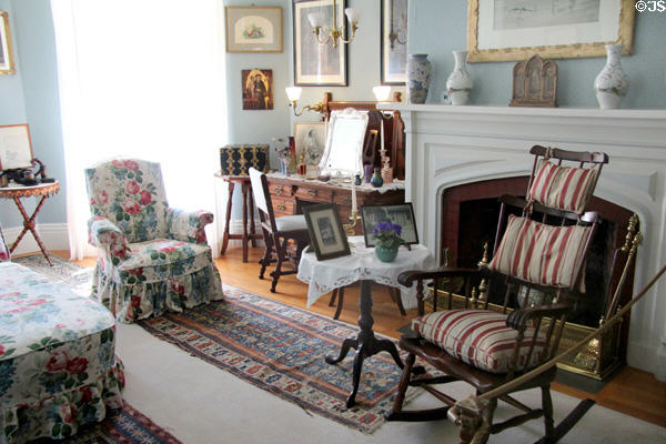 Southeast Bedroom & fireplace at Kingscote. Newport, RI.
