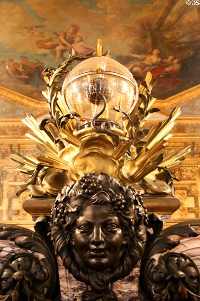 Bacchus, God of Wine, with heavenly symbols over fireplace in Gold Room at Marble House. Newport, RI.