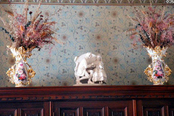 Courtship in Sleepy Hollow: Ichabod Crane & Katrina van Tassel sculpture (1868) by John Rogers at Chateau-sur-Mer. Newport, RI.