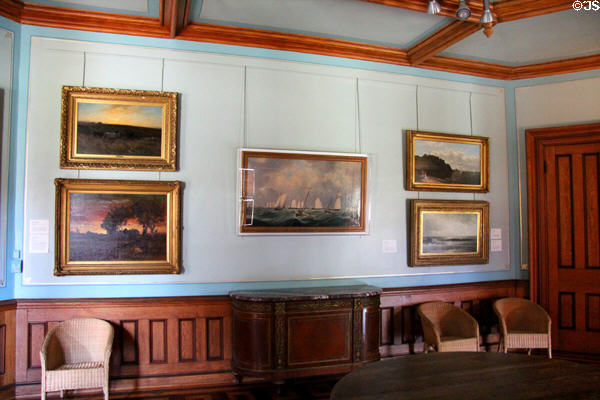 Gallery with landscapes at Newport Art Museum. Newport, RI.