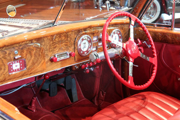 Dashboard of Delahaye 135M Cabriolet convertible (1951) at Audrain Automobile Museum. Newport, RI.