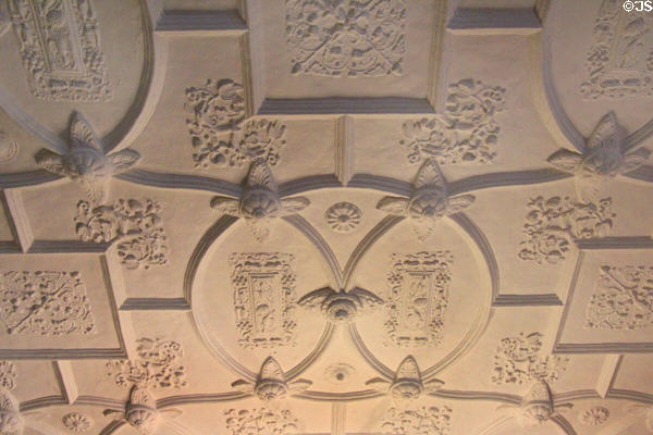 Great staircase hall ceiling at Rough Point. Newport, RI.
