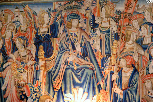 Flemish tapestry (1550s) in dining room at Rough Point. Newport, RI.