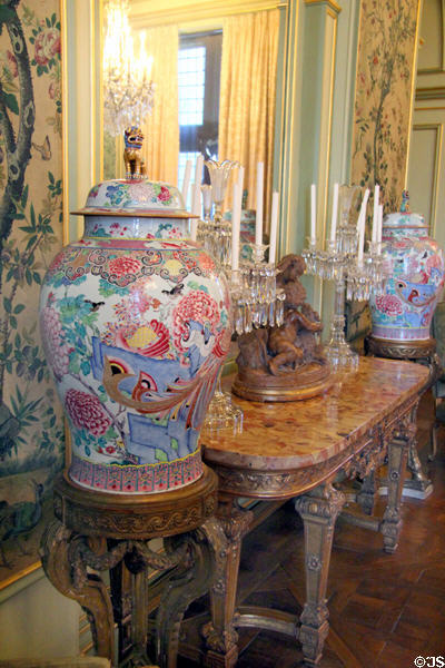 Qing dynasty Chinese vases in Music Room at Rough Point. Newport, RI.
