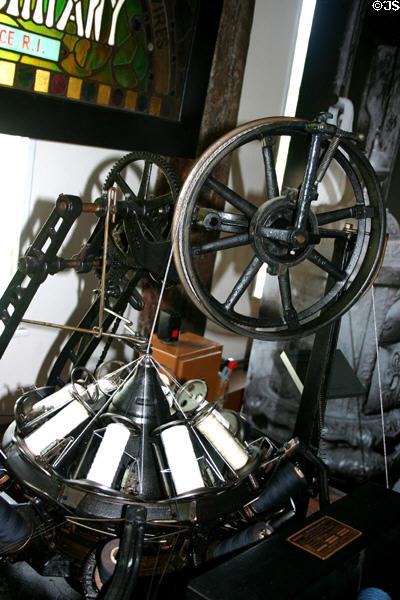 High-Speed Braider (c1920) by Wardwell Braiding Machine Co., Central Falls, RI for wrapping electrical wiring with insulating thread. Pawtucket, RI.