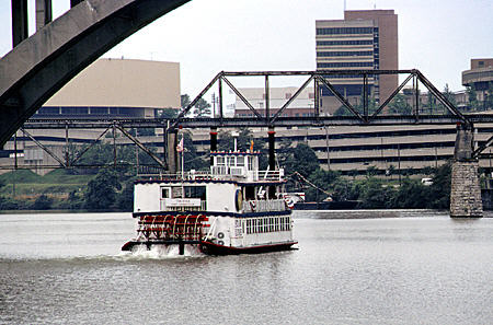 Tennessee River view with steamboat. Knoxville, TN.