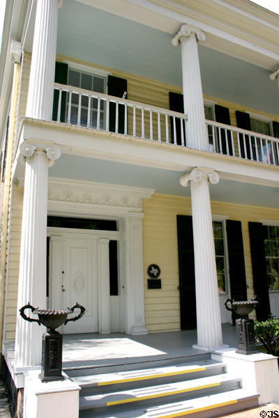 Nichols-Rice-Cherry house (1850) in Sam Houston Park heritage building complex. Houston, TX. Style: Greek Revival.