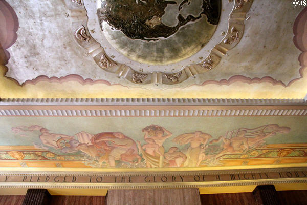 Ceiling frieze with Art Deco symbols of progress & prosperity at Houston City Hall. Houston, TX.