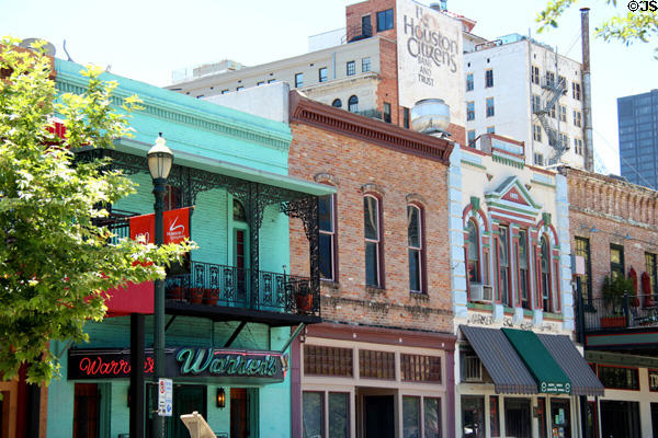 Heritage commercial buildings facing Market Square Park. Houston, TX.