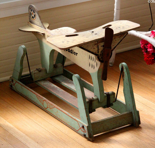 Toy rocking airplane in Staiti House at Sam Houston Park. Houston, TX.